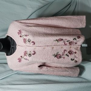 Napa Valley Embroidered Beaded Detail Floral Button Up Cardigan Size Small